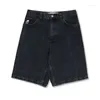 Shorts masculinos jeans grandes homens y2k estilo de verão bordado retro jeans harajuku streetwear