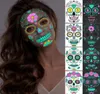 Halloween Luminous Temporary Tattoo Sticker Facial Makeup Special Face Day Of The Dead Skull Dress Up Halloween Cosplay Decor3367127
