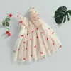 Robes de fille blotona petites filles robe en tulle ananas imprimement princesse butain de papillon décontracté pour les vêtements d'été de fête à la plage 6m-4Y