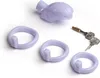 Gaiola de castidade masculina CAGA DE CAGA DE CAGA leve brinquedos sexuais para homem com 3 tamanhos e bloqueio invisível (lavanda)