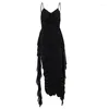 Casual Dresses Sexig Gyaru vit klänning Slim Fit sundress Solid Long Y2k Streetwear Maxi For Women Summer 2024 Fashion Clothes
