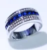 Choucong Nieuwe aankomst mode sieraden 10kt wit goud vullen prinses gesneden blauw saffier cz diamant mannen trouwband ring voor 1945832