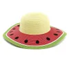 Yaz Kadınlar Katlanabilir Kağıt Saman Güneş Şapkaları Sombrero Geniş Buz Plajı Güneş Visor Kapağı Bayanlar Tatlı Karpuz Renkli Hat2318603