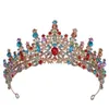 Tiaras Baroque 멀티 컬러 크리스탈 티아라 왕관을위한 웨딩 파티 빈티지 핫 신부 신부 라인트 톤 크라운 헤어 액세서리