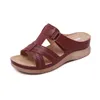 2024 New Summer Sandals For Womens Ladies Vintage Designer Sandals Flat Heels Summer Female Shoes red