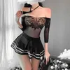 Set Lingerie para mujer Babydoll Director de mucama Disfraz de ropa de rol