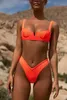 Damskie stroje kąpielowe seksowne neonowe pomarańczowe mikro bikini wycięte kostium kąpielowy stringi kostiumii kąpielowej Kosze Kąki Push Up Solid Faymwear Biquini Trajje de Bano Y240429