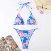 Women's Swimwear 2024 New Swimsuit Hanging Neck Buckle Triangle Bag Sexy Casual Swimsuit