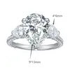 Bandringe 5 Wassertropfen Moisturit Womens Ring S925 Silber Luxus Engagement Exquisite Schmuck Q240429