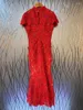 Casual klänningar toppkvalitet lång spetsklänning 2024 Spring Autumn Winter Special Event Women Allover Crochet Embroidery Bodycon