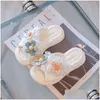 Slipper Girls Slippers Summer Kids Sweet Princess Chaussures Elegant Floral Beach Sandals Enfant Soft Bottom non-glisser Drop Drop Lipt B DH0PR