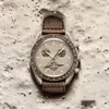 2024 Bioceramic Planet Moon Quartz Movement Designer Watch Mission To Moonshine Gold 42mm Full Function Chronograph Luxury men's co-branded watch