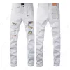 Lila Brand Jeans für Herren Mode Jeanshose Designer Jean 2024 Trendfarbe bemalt Loch Patch kleine Bein Stretch Dünne lila Jeans