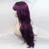 Purple Curly Wigs straight free parted baby hair synthetic to bomshell Lace Front Wig Heat Resistant Fiber Hair Human Hair Loose Parting Womens Glueless Wig