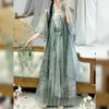 Etniska kläder hanfu klär kvinnor kinesisk sång dynasti modern stil hanfu kvinnlig halloween cosplay kostym sommargrön hanfu uppsättningar plus storlek xl