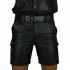 Feste Farbpu -Lederhosen Casual Herren Kurzleder Hosen Sommer Fashion Trend Club Punk Style Shorts für Männer 240430