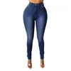 Jeans pour femmes serrés Stretch Stretch Femme 2024 Spring Summer Fashion Show Slim High Waist Denim Pantalons Pantalon de crayon à pied petit