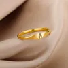 Band Rings Womens Mini Initial Letter Ring Fashion A-Z Finger rostfritt stål estetiska bröllop smycken present Bijoux Women q240429