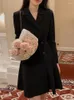 Повседневные платья Botvotee Office Lady Plode для женщин 2024 Модные элегантные воротнички с двойной грудкой с длинным рукавом шикарные блейзеры