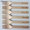 Disposable Plastic Tableware 50/100 disposable wooden cutlery forks for birthdays personalized party utensils 16cm dessert ice cream cake forks WX