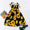 Robes de fille Summer Filles Robe Floral Sling Ruffles Bohemian Beach Princess Robes For Girl Clothing 2 6 8 12 ans avec Collier Collier