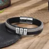 Персонализированная металлическая цепочка кожаный браслет с 3 гравированными бусинками индивидуальные браслеты для мужчин Рождественские подарки Отец 240417
