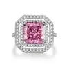 Anéis de banda wong chuva 925 esterlsilver esmagado gelo corte rosa safira de alto carbono diamante gemito jóias finas rwholesale j240429