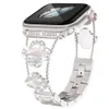 Compatibile con Apple Watch Band 41mm 40mm 38 mm, leggero per donne, braccialetto facilmente regolabile, diamante lucido su trifoglio, cinturino in metallo per gioielli per la serie iwatch
