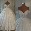 Pailletten Kleider Schulterkugel Kristall aus Kleidern Perlen Perlen Hochzeitskleid Sweep Zug Brautkleider s s