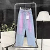 Designer Dames jeans high -end dames 24 vroege lente nieuwe roze blauw gradiënt hoge taille rechte been brede been jeans voor vrouwen