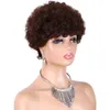 Parrucche ricci corte per donne nere capelli umani brasiliani virgin folletto taglio parrucche umane capelli rocciosi ricci non nessuna pizzo anteriore foot wigs bob