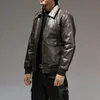 Veste en cuir rouge marron pour hommes vestes de moto