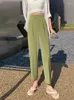 Pantaloni da donna primaverile Donne casual in alto in vita streetwear signore coreano caviglia verde lunghezza estate sciolte pantaloni tagliati larghi