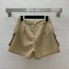 Tweedelige kledingontwerper vroege voorjaar nieuwe werkkledingstijl lange mouwen staande nek elegante jas+hoge taille a-line shorts set (hoed afneembaar) 02MB