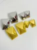 Studoor oorbellen overdreven metalen textuurpatroon geometrische vierkante holte voor vrouwen retro uniek ontwerp zware sieraden geschenken