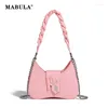 イブニングバッグMabula Luxury Design Women Sholend Fashion Pu Leather Phone Purse Small Tote Handbags Long Chain Crossbody Bag Solid Color