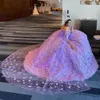 Quinceanera robes incroyables en dentelle papillon hors de l'épaule 15 robes avec cape robe de bal de bal de bal de bal robe de fête d'anniversaire de filles