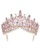 Corona di tiara da sposa cristallina rosa rosa rosa rosa con pagant per pageant a fascia per matrimoni Accessori per capelli 2202269820576