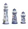 Mediterranean Style LED Lighthouse Iron Figurine Nostalgic Ornaments Ocean Anchor for Home Desk Room Wedding Decoration Crafts7701199