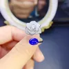 Cluster anneaux fs Natural 6 8 Electro Optic Blue Tanzanite Open Ring pour les femmes S925 Pure Silver Fin Fashion Charme de mariage Bijoux de mariage