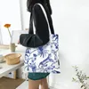 Shopping Bags Funny Playful Menagerie Blue And White Chinoiseire Pattern Tote Porcelain Canvas Groceries Shopper Shoulder Bag