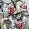 Julekorationer 5st/box boll dekoration träd pinjen nötter hängande ornament år Xmas festdekor tillbehör