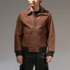 Veste en cuir rouge marron pour hommes vestes de moto