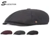 Berets Sleckton Fedora Peaked Cap Fashion Beret Flat Sboy Retro achthoekige hoed Zwart Casual Mens Hoeden Visor Baker Boy 8824430