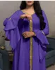Roupas étnicas abaya dubai vestido de moda feminina muçulmana árabe manga bordada de renda de ouro bordado elegante e elegante manto longo ab027