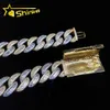 925 Sterling Silver Two Tone 15mm Cuban Link Chain Custom Hip Hop Iced Out Men Moissanite