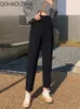 Pantaloni da donna primaverile Donne casual in alto in vita streetwear signore coreano caviglia verde lunghezza estate sciolte pantaloni tagliati larghi