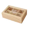 Storage Bottles Wooden Tea Box Organizer Chest 6 Grids Portable With Lid Bag Holder For Home