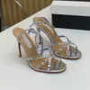 Aquazzura Sandals al tacco alto Slides Muli Pompe Crystal Decorative Party Banquet High Heel Scarpe Luxury Designer Women's Sandals Sandals Factory Footwear 35-40