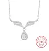 Brand 925 Silver Silver Angel Wings 2ct Sona Colliers Diamond Colliers Water Drop Pendant